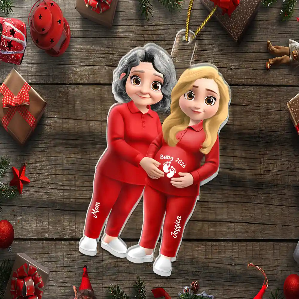 Christmas, Gift For Daughter, Happy, Mom - Daughters (Adult), New Mom, New baby - Expecting Mom & Grandma To Be, New Baby Reveals Baby Keepsake - Personalized Custom Shaped Acrylic Ornament