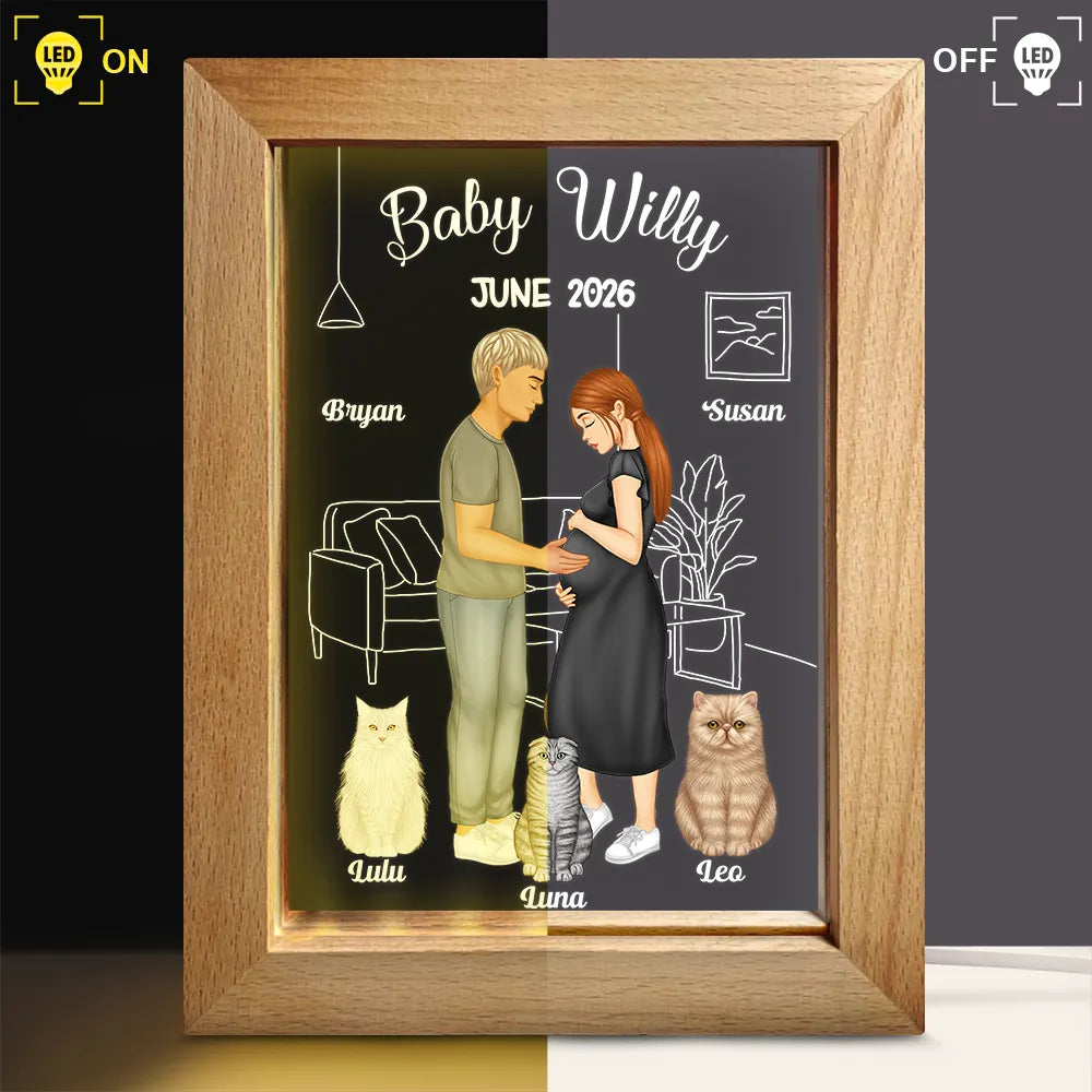 Gift For Couples, Expecting Dad, Pregnant Mom, Happy - Expecting Parents Baby Arriving Dog Parents To Human Parents - Personalized Frame Lamp