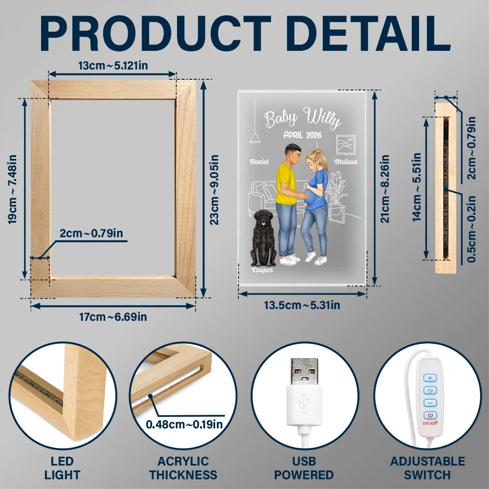 Gift For Couples, Expecting Dad, Pregnant Mom, Happy - Expecting Parents Baby Arriving Dog Parents To Human Parents - Personalized Frame Lamp