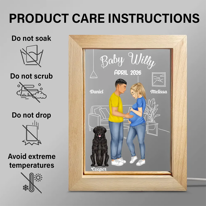 Gift For Couples, Expecting Dad, Pregnant Mom, Happy - Expecting Parents Baby Arriving Dog Parents To Human Parents - Personalized Frame Lamp