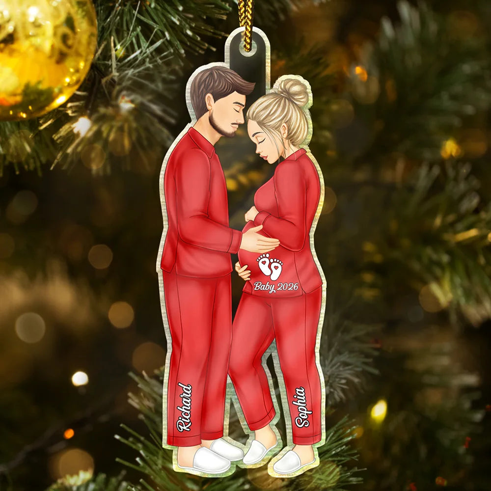 Expecting Parents Christmas Pregnancy - Personalized Custom Shaped Acrylic Ornament