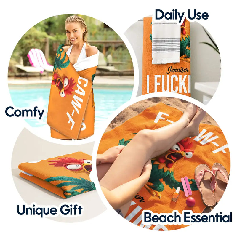 Gift For Women,Gift For Men,Gift For Yourself,Funny,Icon - F-Caw-F I F*king Hate People - Personalized Beach Towel