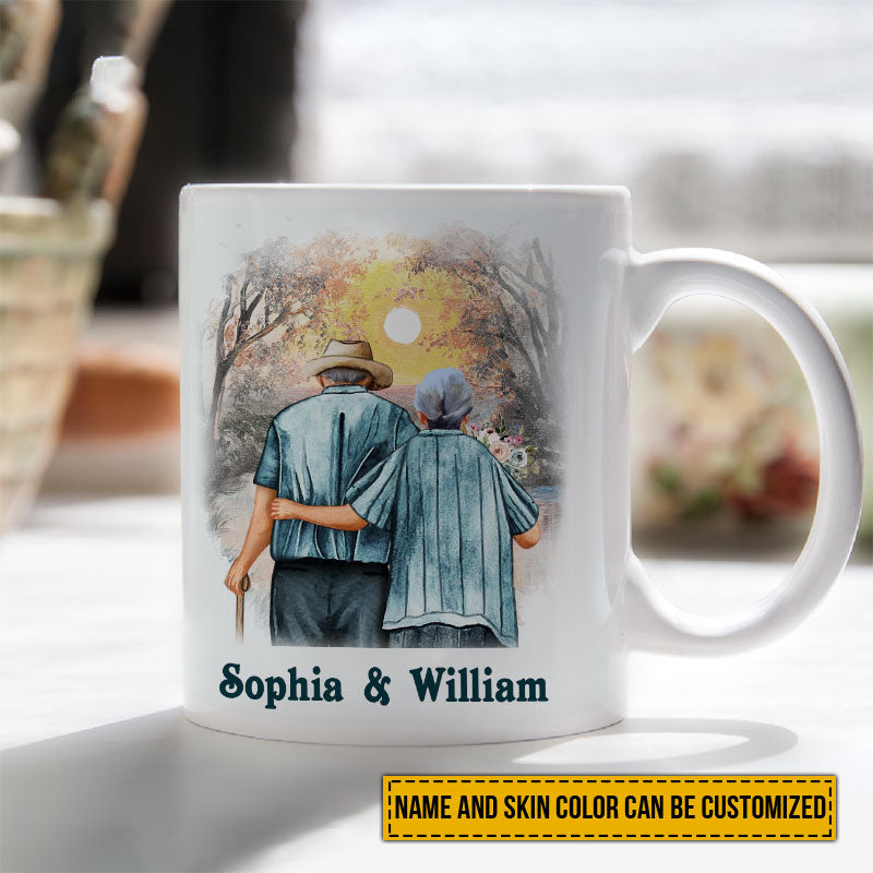 Family Old Couple To My Husband You Are The World Skin Custom Mug, Couple Gift, Anniversary Gift, Memorial Gift, Grandparents Day Gifts