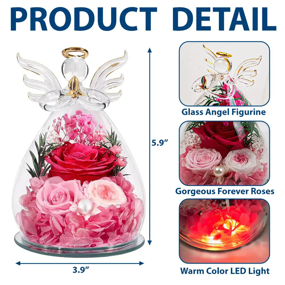 Custom Photo, Gift For Mother, Memorial, Sad - Custom Photo Mom Of An Angel - Personalized Flower In Glass Angel Figurine