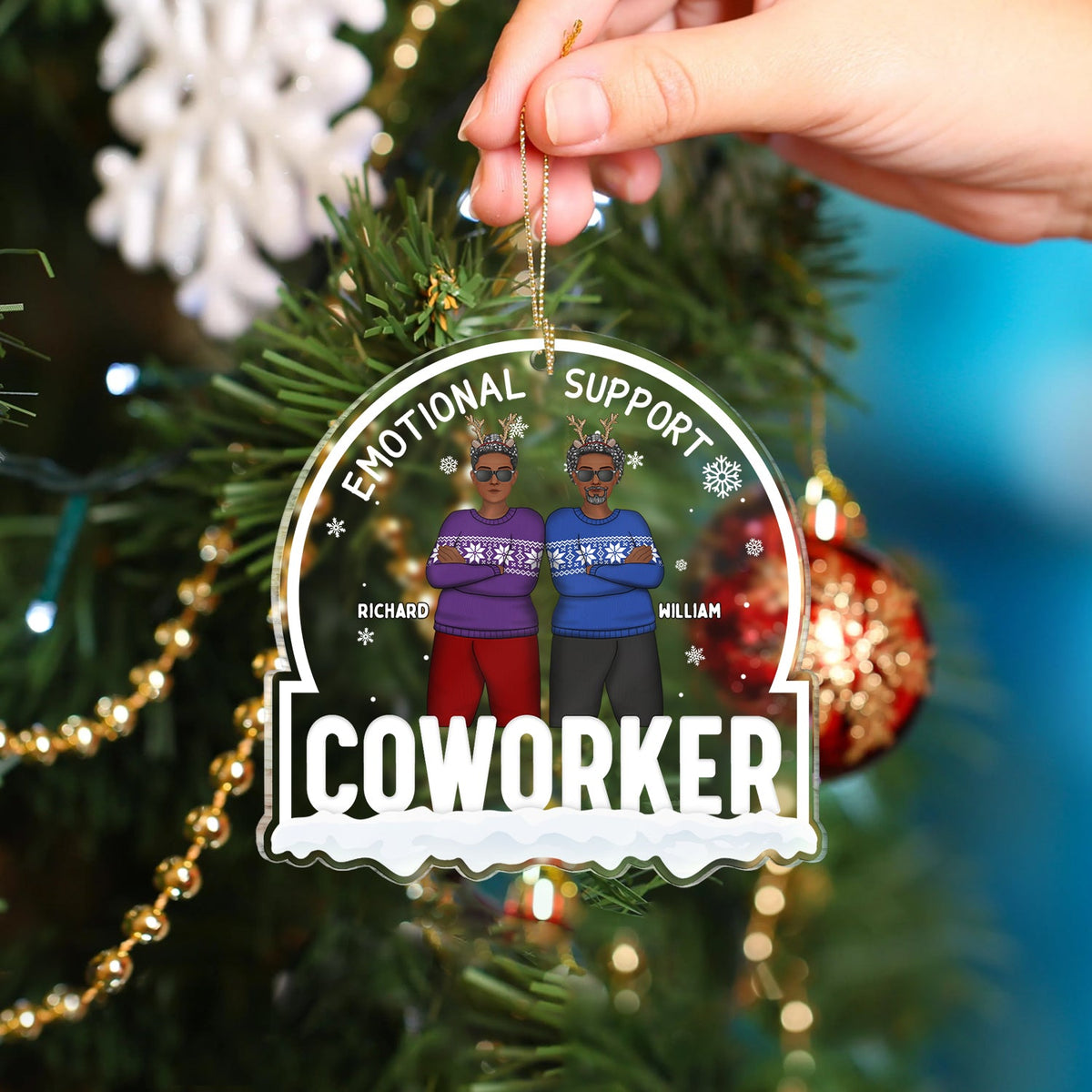 Christmas Colleagues Emotional Support Coworker - Gift For Coworker - Personalized Custom Shaped Acrylic Ornament