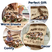 Custom Photo Mama Bear - Gift For Mother - Personalized Fleece Blanket