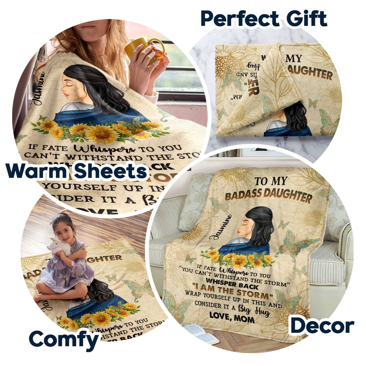 To My Badass Daughter - Gift For Women - Personalized Fleece Blanket, Sherpa Blanket
