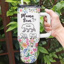 Floral Mama Bear - Gift For Mother - Personalized 40oz Tumbler With Straw