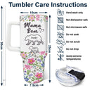 Floral Mama Bear - Gift For Mother - Personalized 40oz Tumbler With Straw