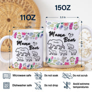 Floral Mama Bear - Gift For Mother - 3D Inflated Effect Printed Mug, Personalized White Edge-to-Edge Mug