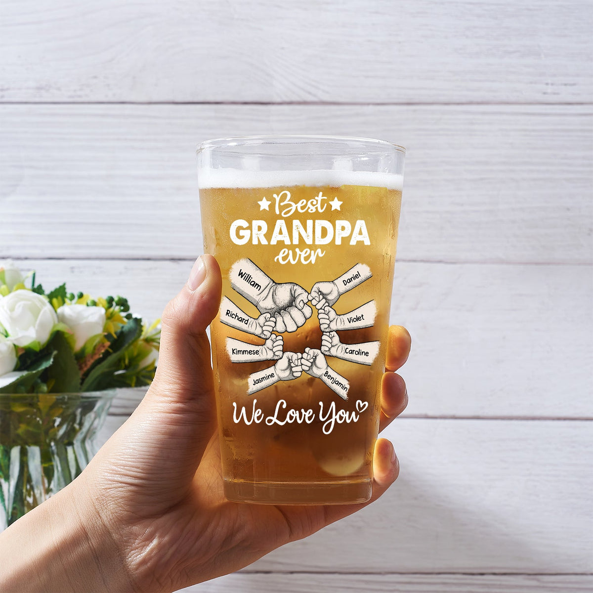 Best Dad Grandpa Ever - Personalized Beer Glass