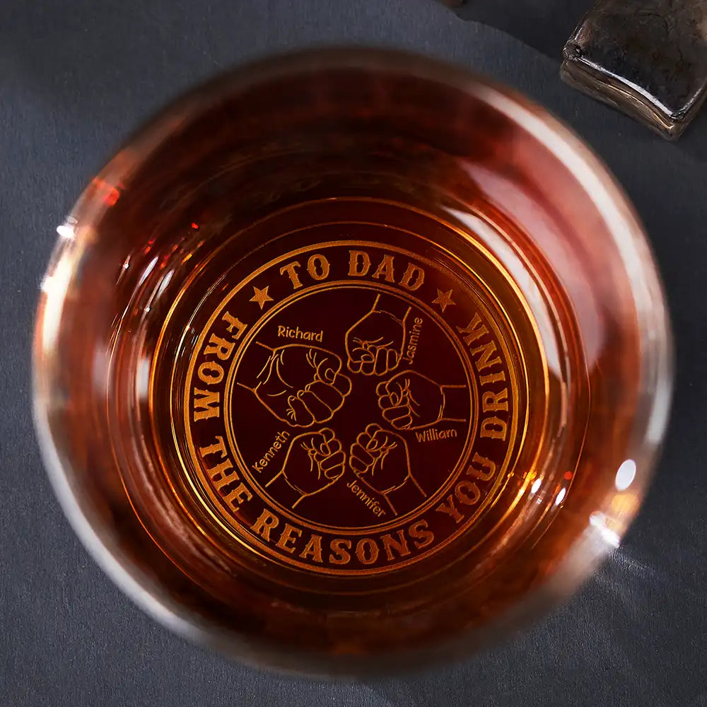 To Dad From The Reasons You Drink - Personalized Engraved Whiskey Glass