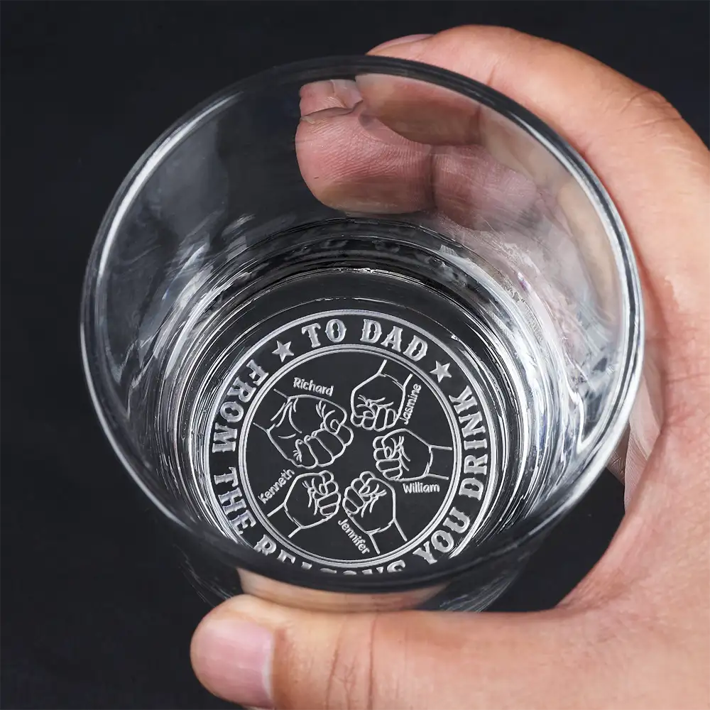 To Dad From The Reasons You Drink - Personalized Engraved Whiskey Glass