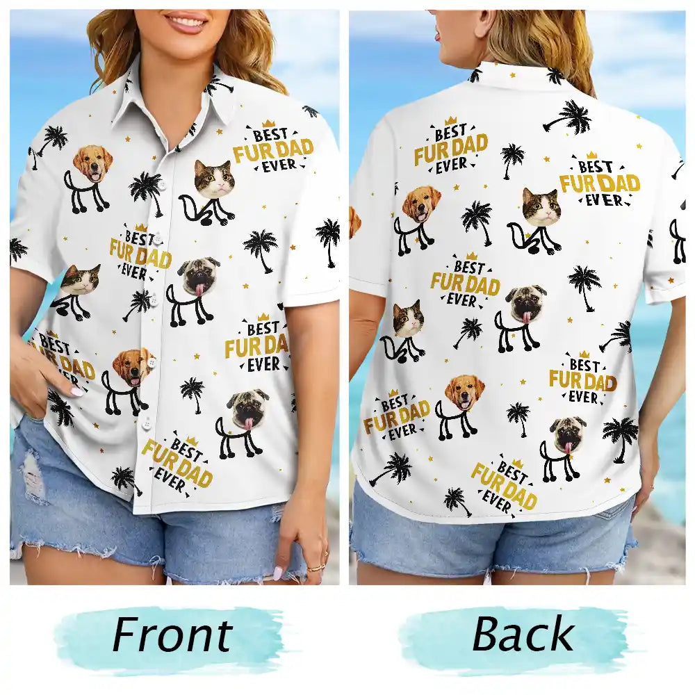 Custom Photo Best Dad Ever Kids Dog Cat - Personalized Hawaiian Shirt