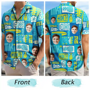 Custom Photo Funny Family Pet Face Tiki Pattern - Personalized Hawaiian Shirt