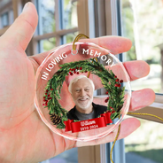Custom Photo In Loving Memory - Personalized Circle Glass Ornament