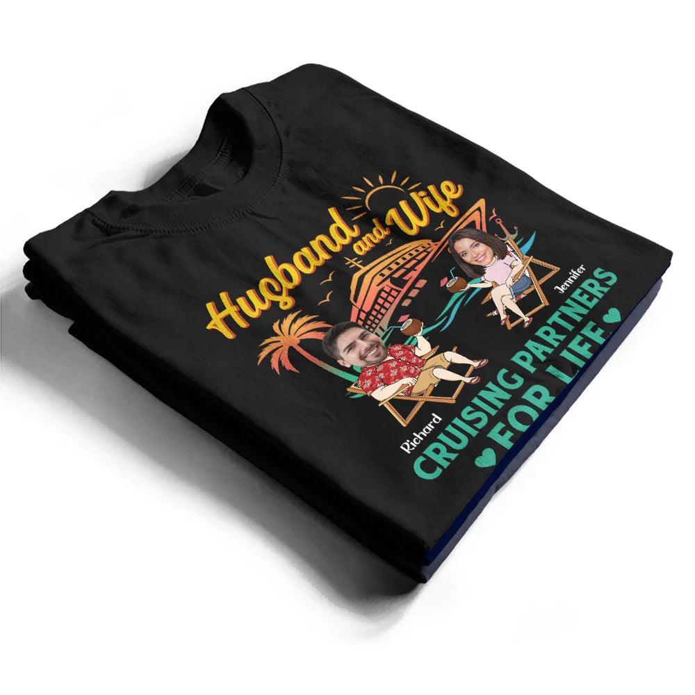 Custom Photo Couple Cruising Partners For Life - Personalized T Shirt