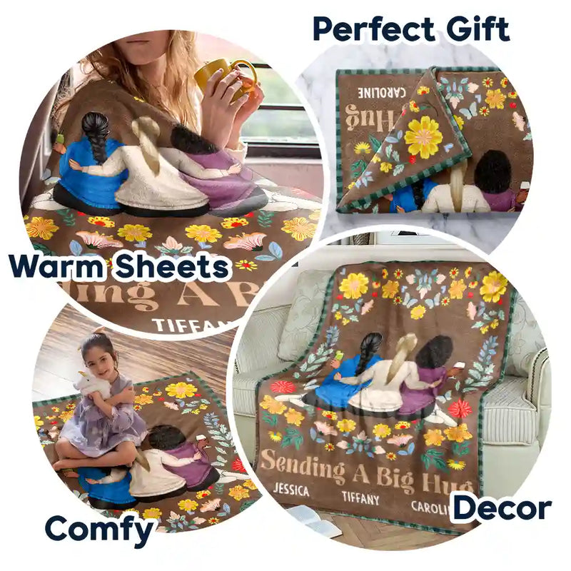 Gift For Sisters, Gift For Bestie - Wraping You In Love - Personalized Fleece Blanket, Sherpa Blanket