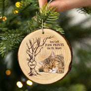 Christmas,Custom Photo,Pet Lovers,Memorial,Sad - Custom Photo Forever In Our Hearts - Personalized Wood Slice Ornament
