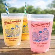 Playful,Beach,Family,Summer,Custom Text - Family Besties Summer Vacation Party - Personalized Frosted Cups