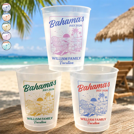 Family Besties Summer Vacation Party - Personalized Frosted Cups
