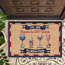 Gift For Couples,Gift For Husband,Gift For Wife,Parents,Gift For Yourself,Gift For Women,Gift For Men,Gift For Mother,Gift For Father,Gift For Daughter,Gift For Son,Family,Independence Day,America 250th,Happy - Family Cheers To America 250 Years - Personalized Doormat