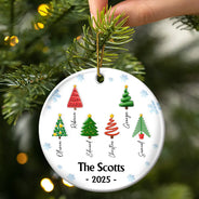 Family,Gift For Women,Gift For Men,Christmas,Top Market,Happy - Family Christmas Tree 3D Inflated - Personalized Circle Ceramic Ornament