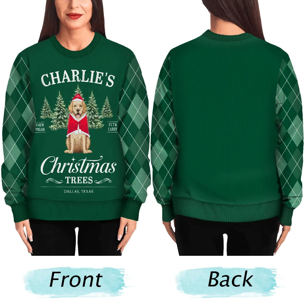 Gift For Couples,Gift For Husband,Gift For Wife,Gift For Boyfriend,Gift For Girlfriend,Gift For Yourself,Gift For Women,Gift For Men,Gift For Mother,Gift For Father,Gift For Grandpa,Gift For Grandma,Family,Pet Lovers,Cat Lovers,Dog Mom,Dog Dad,Dog Couple,Cat Mom,Cat Dad,Cat Couple,Dog Lovers,Pet Mom,Pet Dad,Pet Couple,Happy,Christmas - Family Christmas Tree Farm Fresh - Personalized Unisex Ugly Sweater