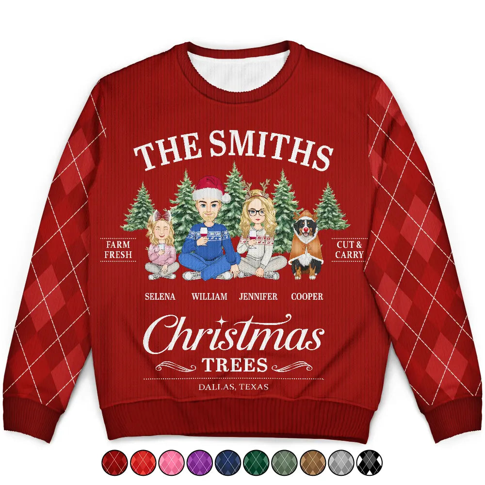 Family Christmas Tree Farm Fresh - Personalized Unisex Ugly Sweater