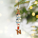 Family,Gift For Couples,Gift For Yourself,Happy - Family Couple Bestie 3D Effect Santa Elf Snowman Reindeer Name - Personalized Custom Shaped Acrylic Ornament