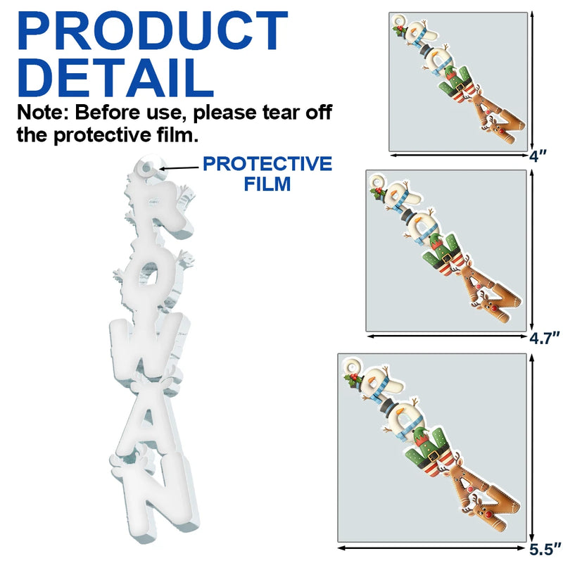 Family,Gift For Couples,Gift For Yourself,Happy - Family Couple Bestie 3D Effect Santa Elf Snowman Reindeer Name - Personalized Custom Shaped Acrylic Ornament