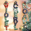 Family, Gift For Couples, Gift For Yourself, Happy - Family Couple Bestie Knitted Effect Name - Personalized Custom Shaped Wooden Ornament