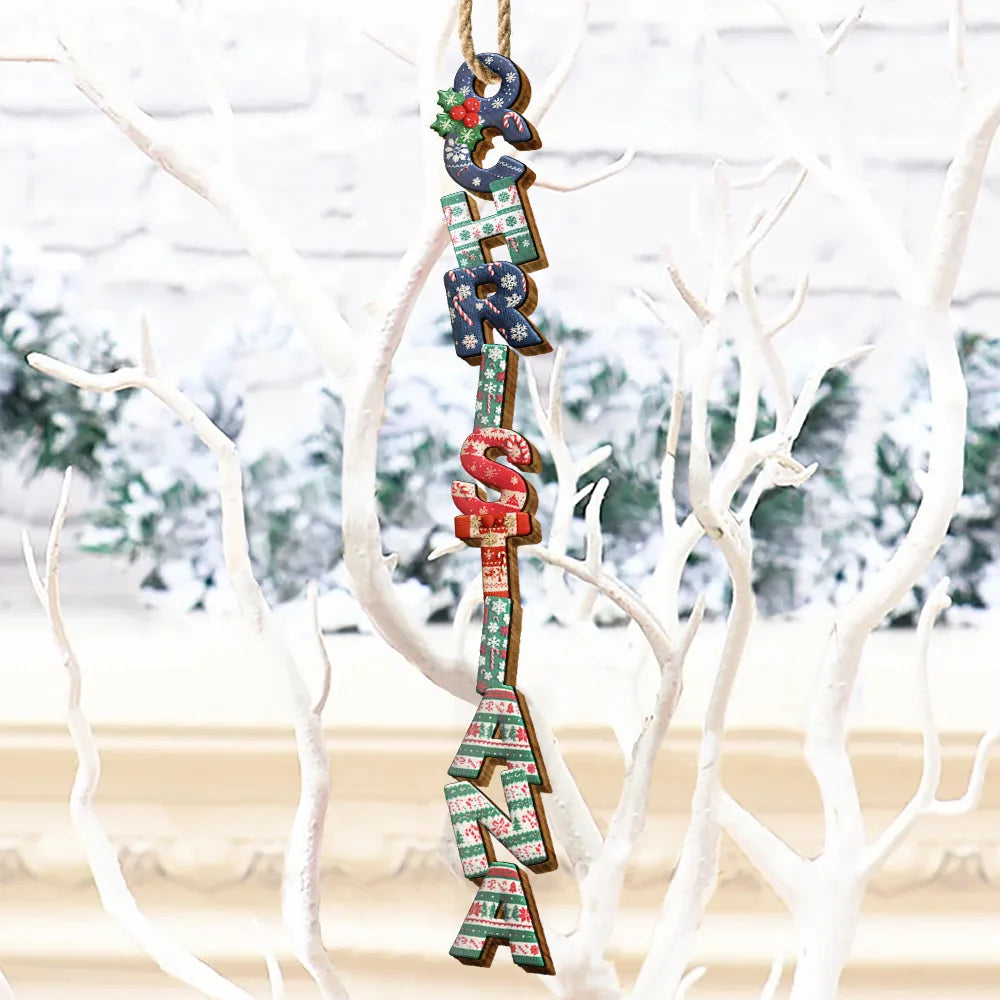 Family, Gift For Couples, Gift For Yourself, Happy - Family Couple Bestie Knitted Effect Name - Personalized Custom Shaped Wooden Ornament