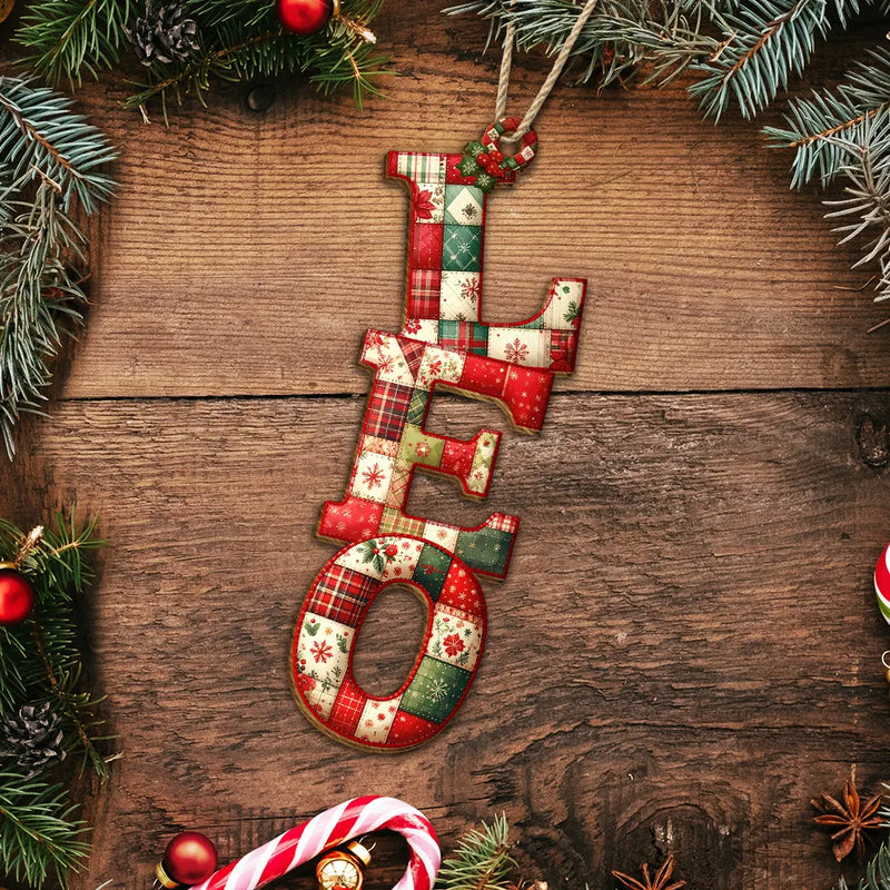 Family, Gift For Couples, Gift For Yourself, Happy - Family Couple Bestie Patchwork Effect Name - Personalized Custom Shaped Wooden Ornament