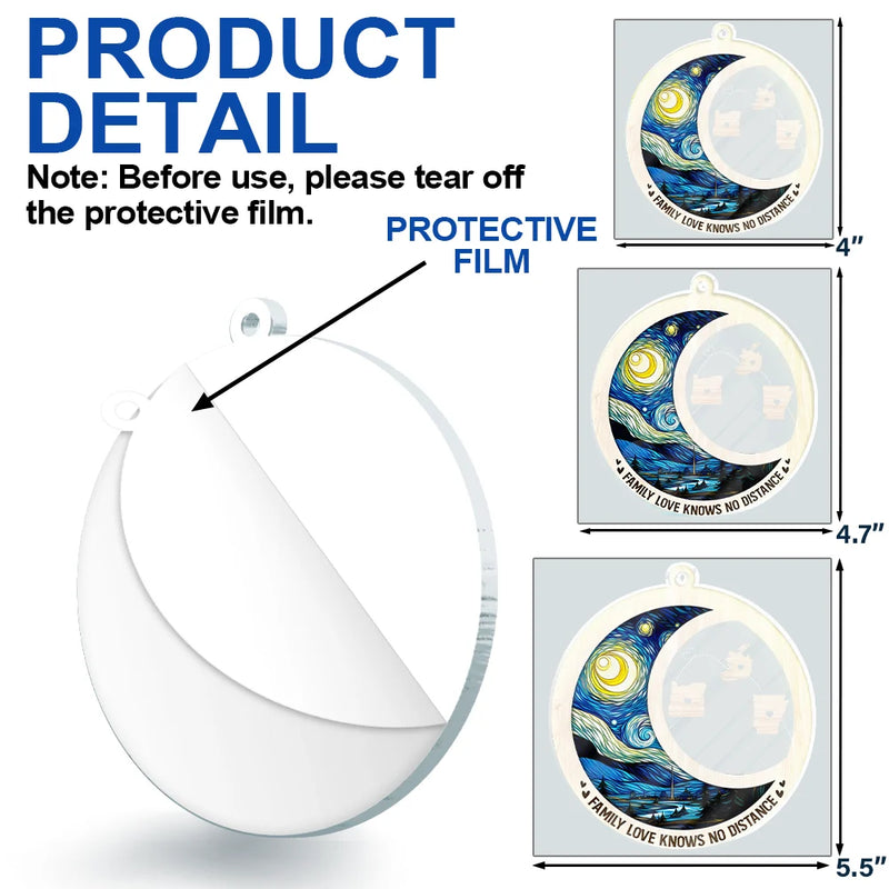 Family,Long Distance,Love,Christmas,Top Market - Family Love Knows No Distance - Personalized Custom Shaped Acrylic Ornament