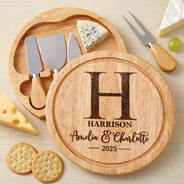 Gift For Couples,Family,Happy - Family Monogram Name Charcuterie Couple Initial - Personalized Cheese Board Set