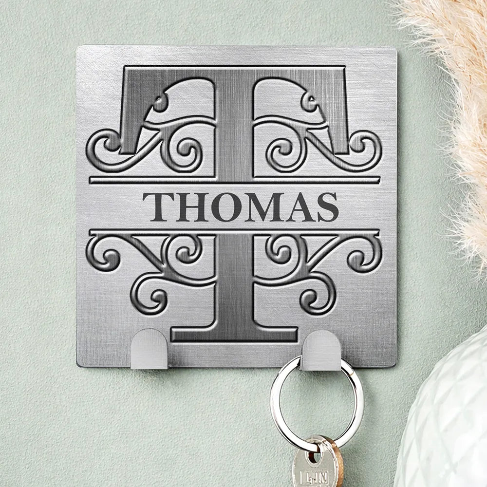 Family Monogram Name Couple Initial - Personalized Mini Key Hook