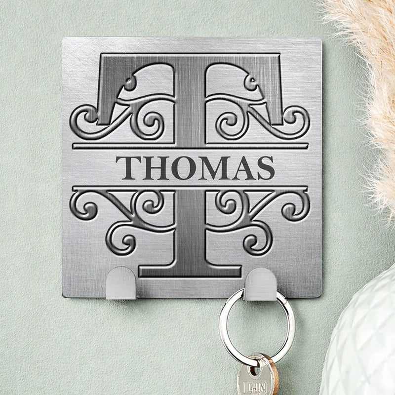 Gift For Couples,Family,Happy - Family Monogram Name Couple Initial - Personalized Mini Key Hook