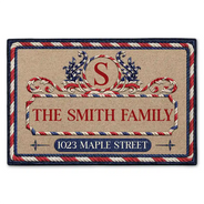 Independence Day,America 250th,Family,Happy - Family Monogram With Address Stars & Stripes - Personalized Doormat