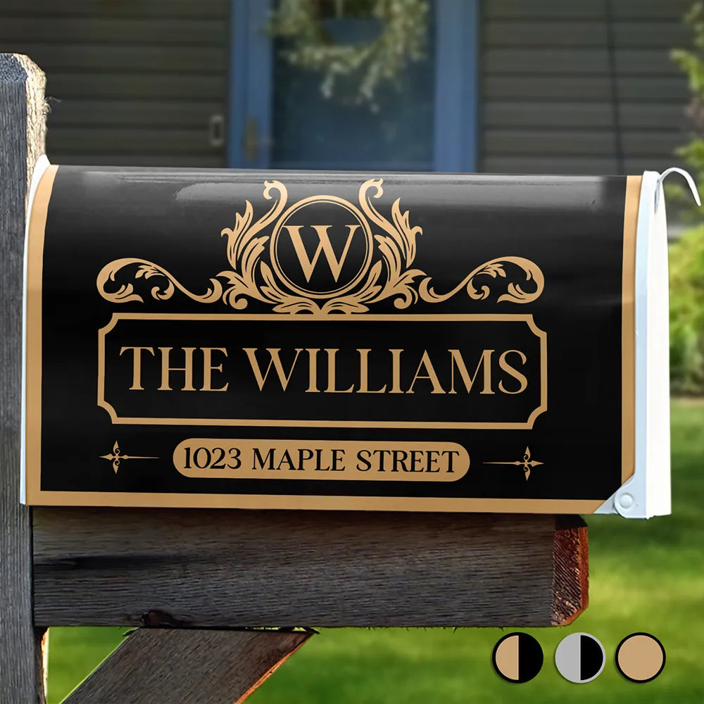 Family Monogram With Address Vintage Decor - Personalized Mailbox Cover