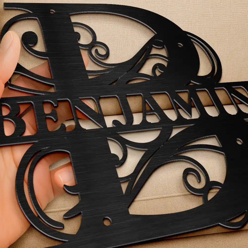 Family,Backyard - Family Name Monogram - Personalized Cutout Metal Sign