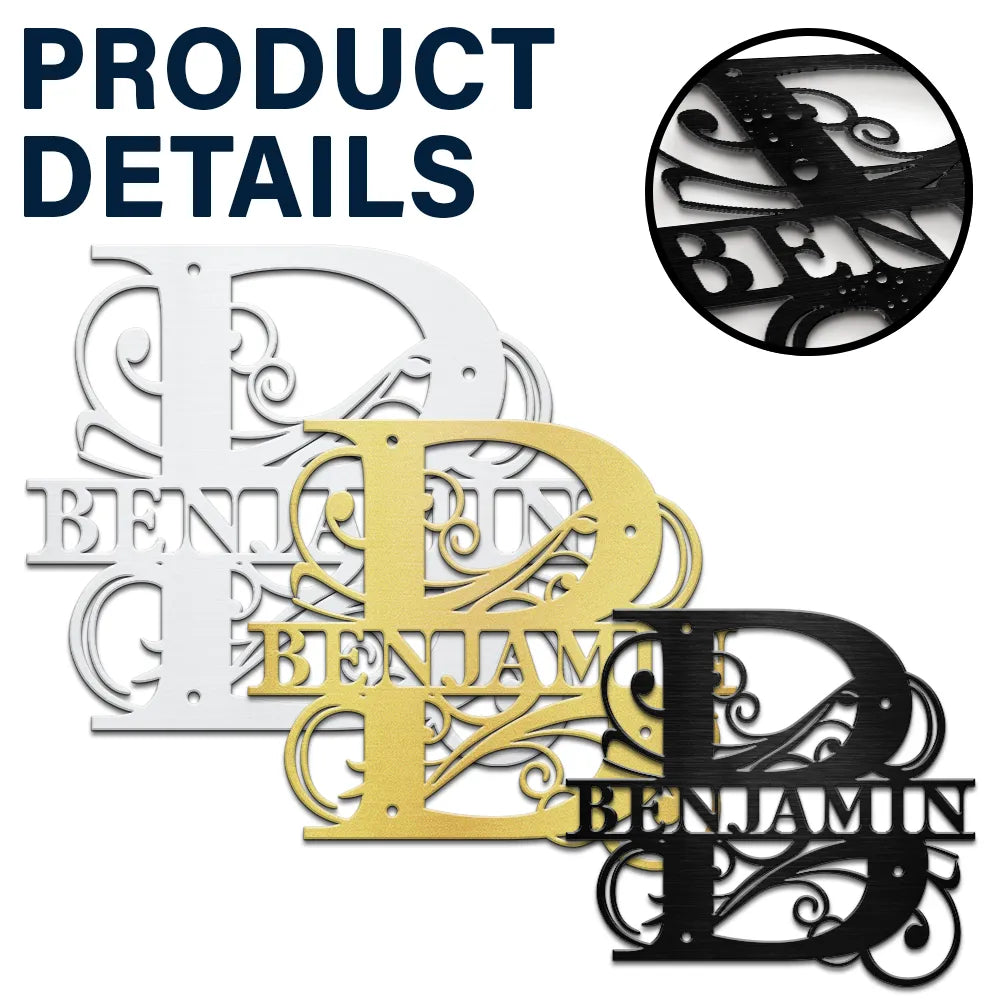 Family,Backyard - Family Name Monogram - Personalized Cutout Metal Sign
