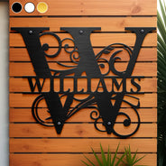 Family,Backyard - Family Name Monogram - Personalized Cutout Metal Sign