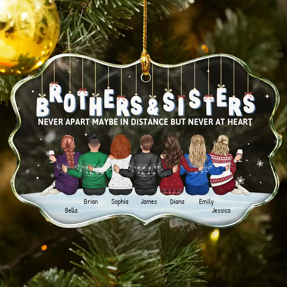 Family Never Apart Maybe In Distance - Personalized Medallion Glass Ornament