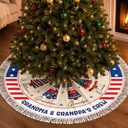 Sentimental,America 250th,Christmas,Family,Icon - Family Stars & Stripes Christmas Trees - Personalized Tree Skirt