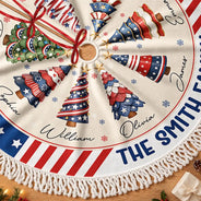 Sentimental,America 250th,Christmas,Family,Icon - Family Stars & Stripes Christmas Trees - Personalized Tree Skirt
