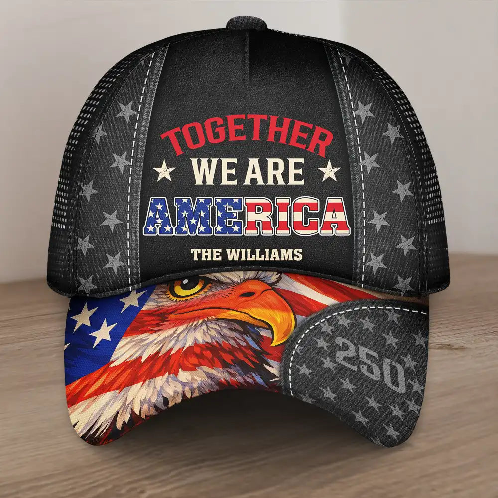Family Together We Are America 250 - Personalized Mesh-back Casual Cap