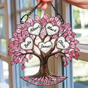 Family,Gift For Mother,Happy - Family Tree Of Life Where Life Begins And Love Never Ends - Personalized Window Hanging Suncatcher Ornament