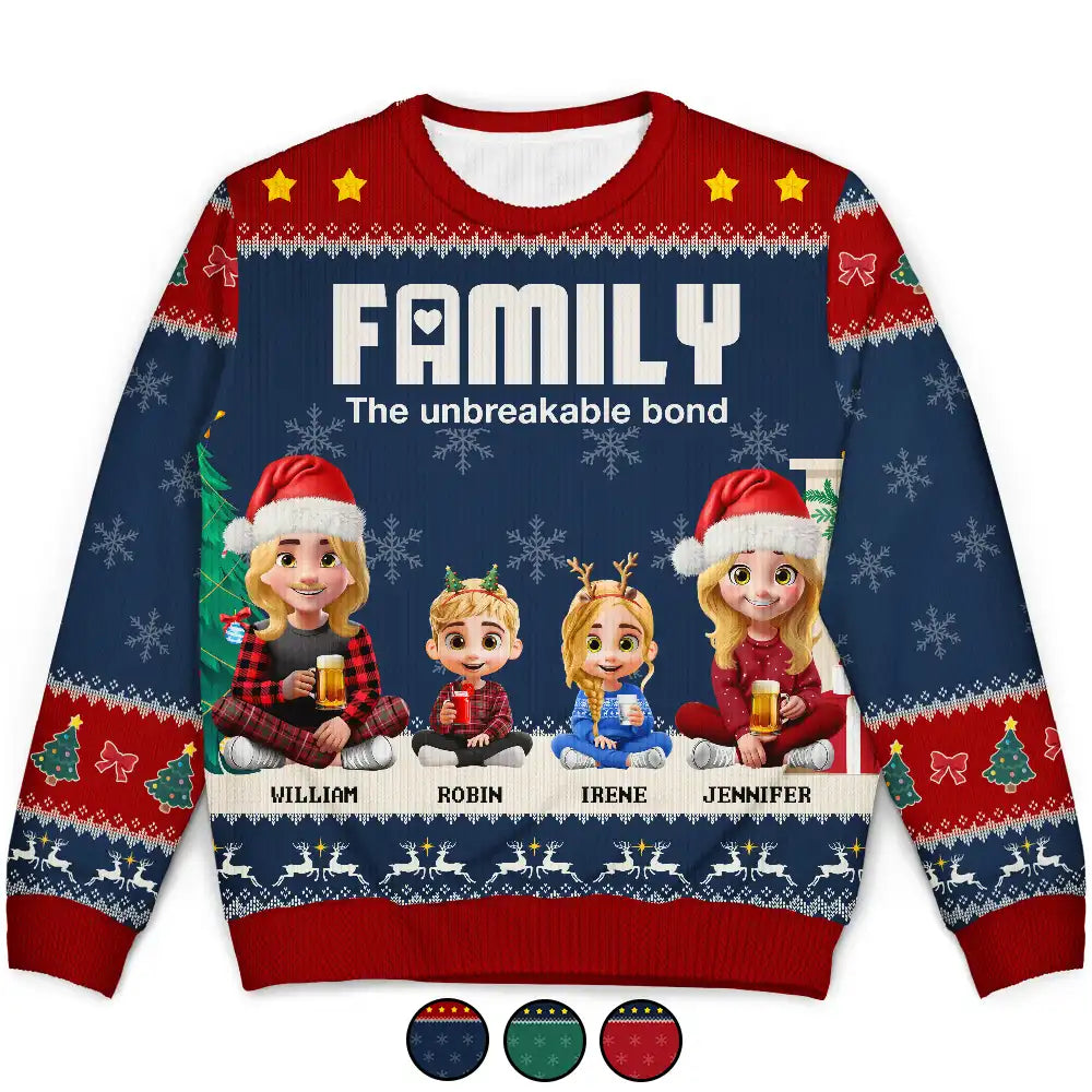 Christmas,Family,Happy - Family Unbreakable Bond - Personalized Unisex Ugly Sweater