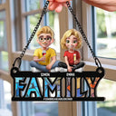 Gift For Father,Family - Family Unbreakable Bond Forever Dad & His Children - Personalized Window Hanging Suncatcher Ornament